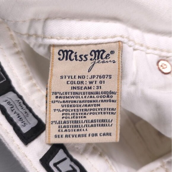 MISS ME SIGNATURE SKINNY White Jeans Embroidered JP7607S WT 01 Size 27 - Picture 14 of 14